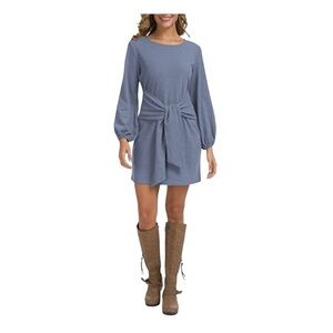NWT! Lionstill Light-Blue Tie-Waist Long-Sleeve Dress. Size Small.